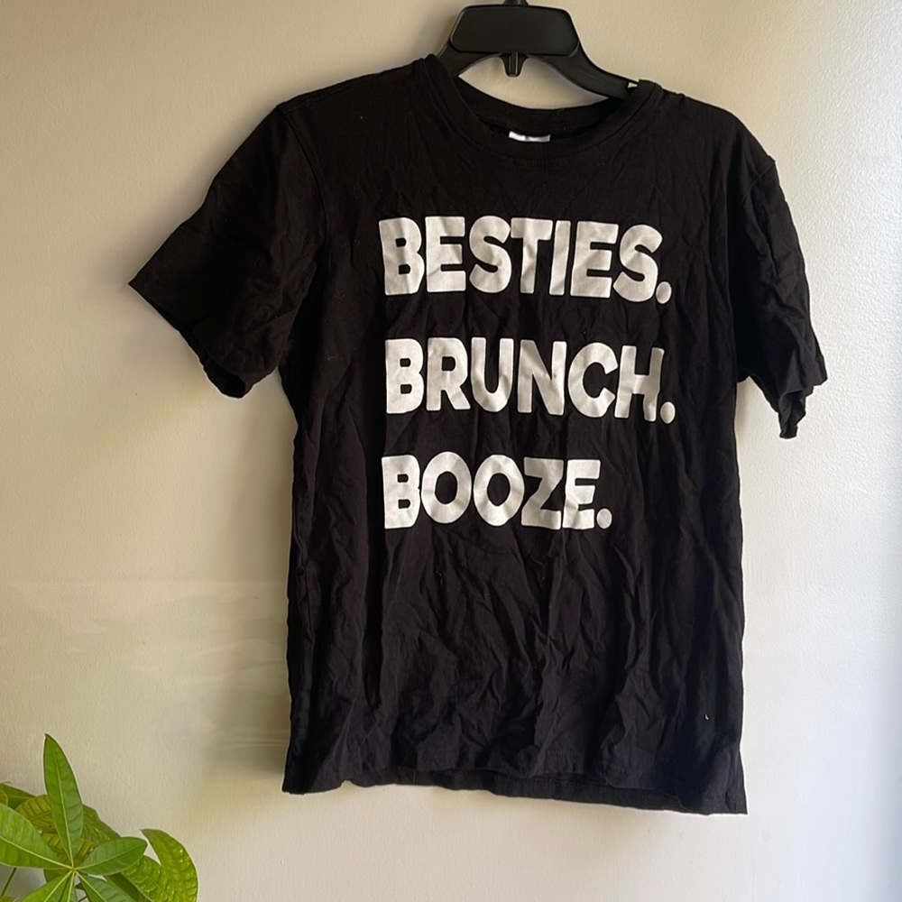 Besties Brunch Booze Gag Gift Graphic Tee 100% Cotton